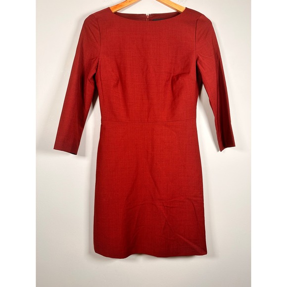Theory Dresses & Skirts - Theory Sheath Dress Women 2 Red Wool Blend 3/4 Sleeve Raneid workwear office